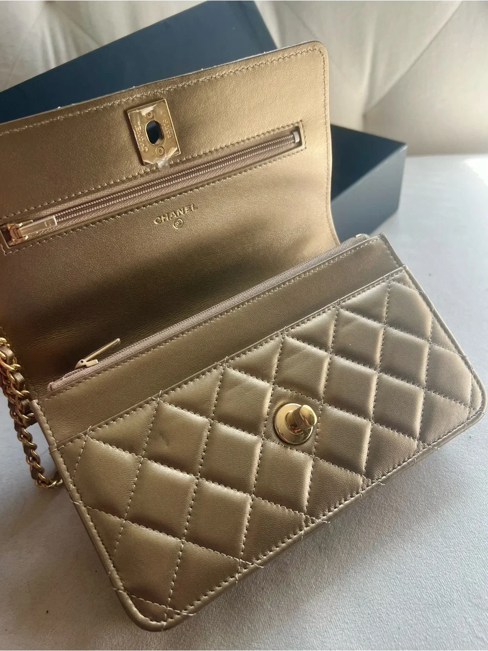 Chanel Metallic Gold Wallet on chain WOC